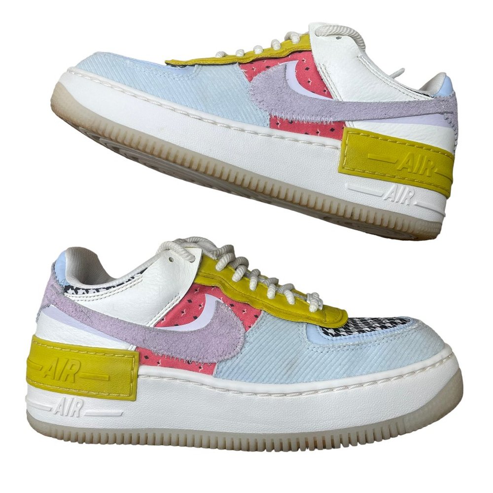 Nike Air Force 1 Shadow Multi-print Patchwork sneakers sz 7.5